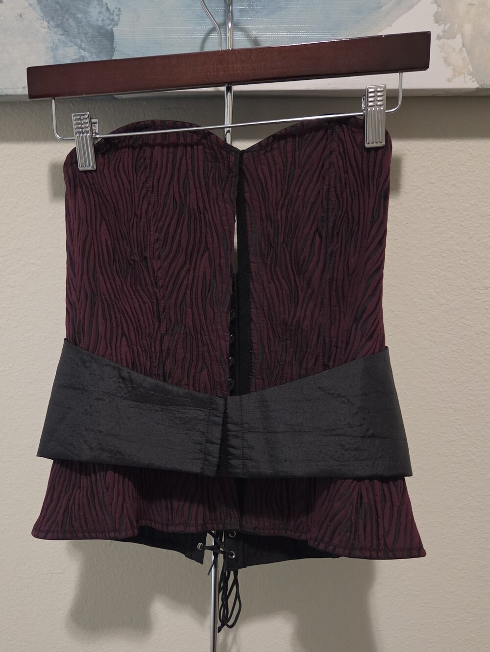 Frederick's of Hollywood Burgundy and Black Strapless Corset Top